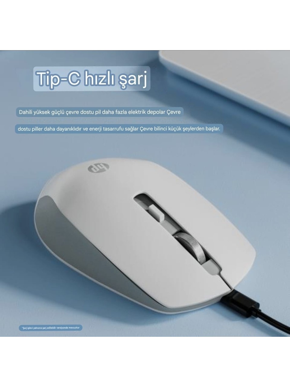 HP S1000C 2-4ghz Kablosuz Şarj Edilebilir Sessiz Mouse Beyaz